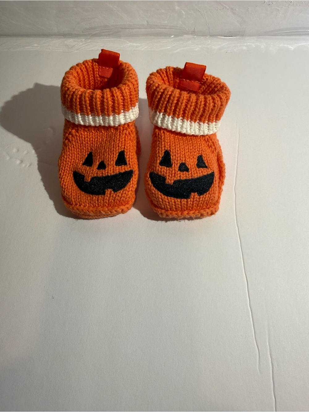 Baby Pumpkin Halloween Knit Booties